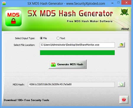 SXMD5HashGenerator Screenshot